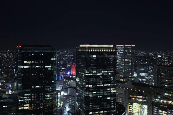 大阪市在日本城市景观在夜景 — 图库照片