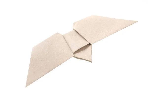 白の背景に分離リサイクル紙で折り紙鳥ペーパー クラフト — ストック写真
