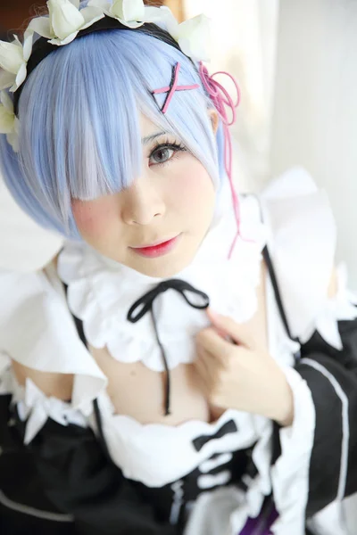 Japão anime cosplay menina em tom branco — Fotografia de Stock