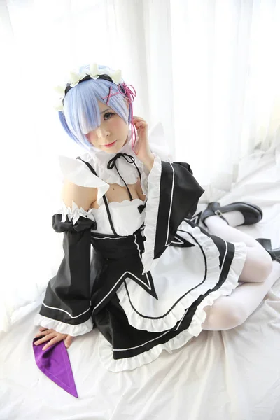 Japan anime cosplay girl in white tone — Stock Photo, Image