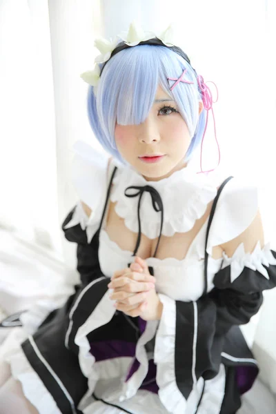 Japan anime cosplay girl in white tone — Stock Photo, Image