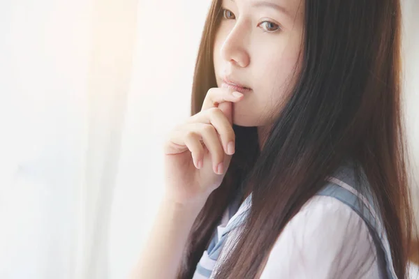 School girl on white room — Stock Photo, Image