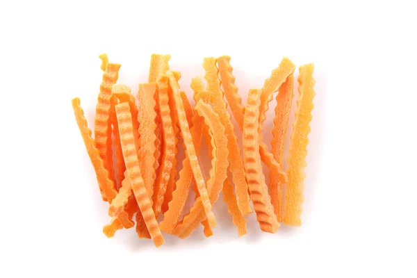 Bâtonnets de carotte tranche isolée en fond blanc — Photo