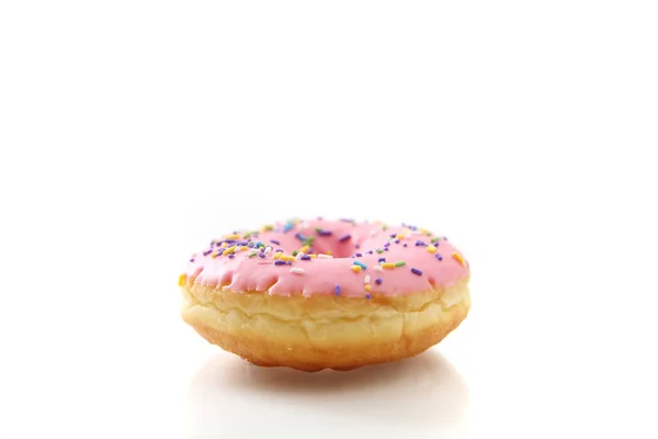 Strawberry chocolate donut isolated in white background — Stock Photo, Image