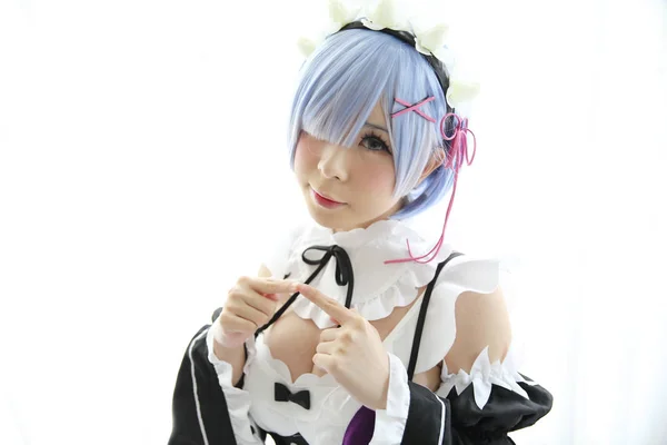 Japão anime cosplay menina em tom branco — Fotografia de Stock