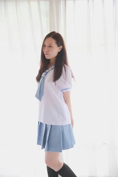 School girl on white room — Stock Photo, Image