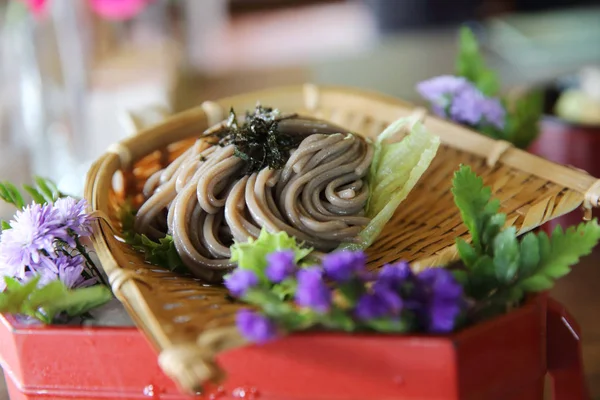 Makaron soba, zimno soba noodle japoński sos, Japoński żywności — Zdjęcie stockowe