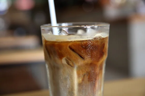Iced coffee on wood background — Stock Photo, Image