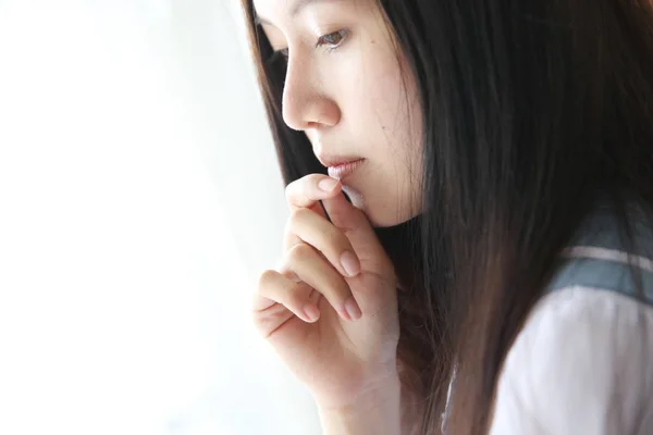 School girl on white room — Stock Photo, Image