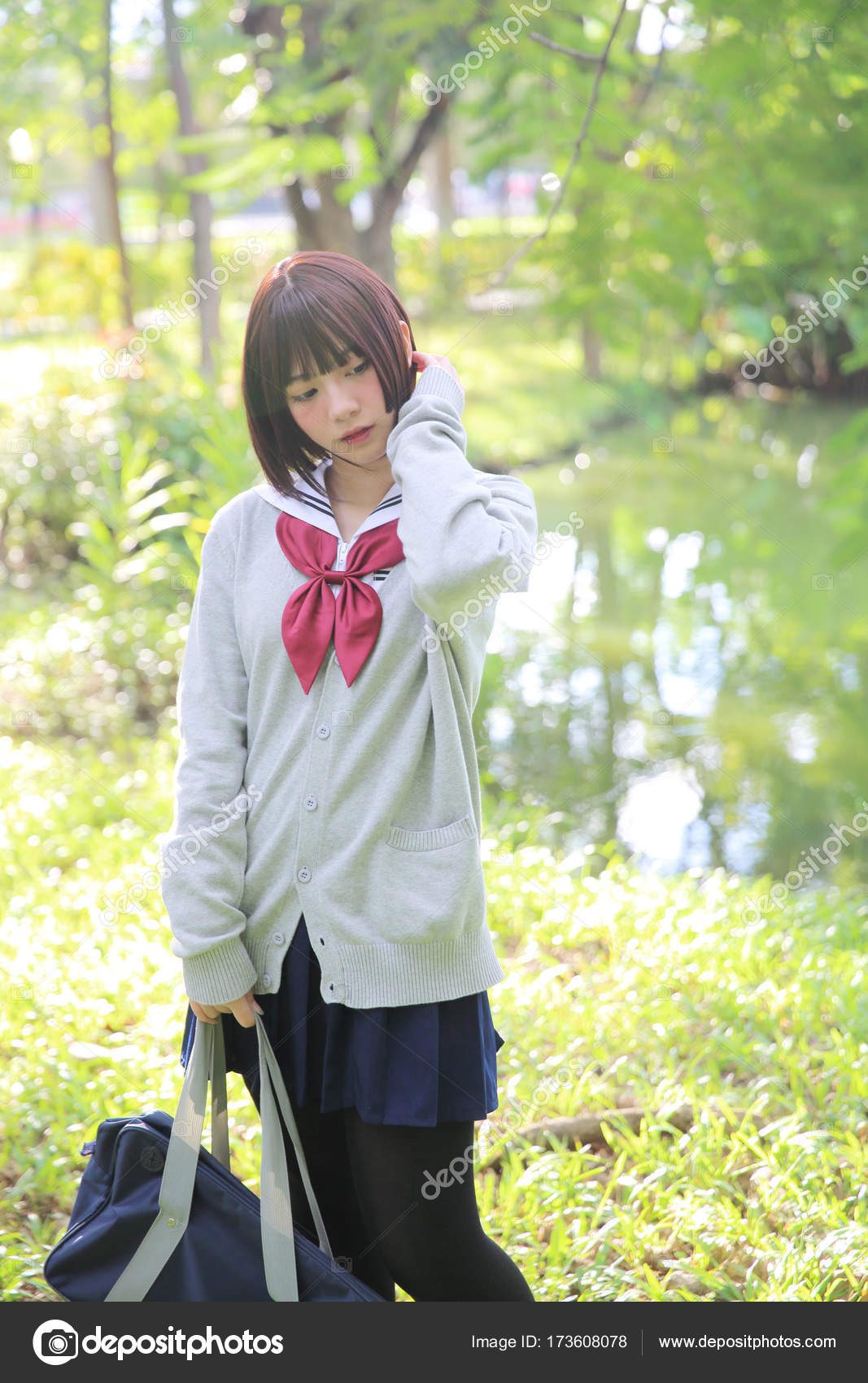Portrait Of Japanese School Girl With Countryside Park Stock Photo By C Piyato Portrait Of Japanese School Girl With Countryside Park Stock Photo By C Piyato