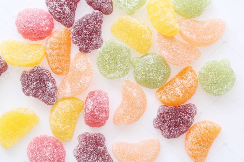 Colorful jelly candy isolated in white background