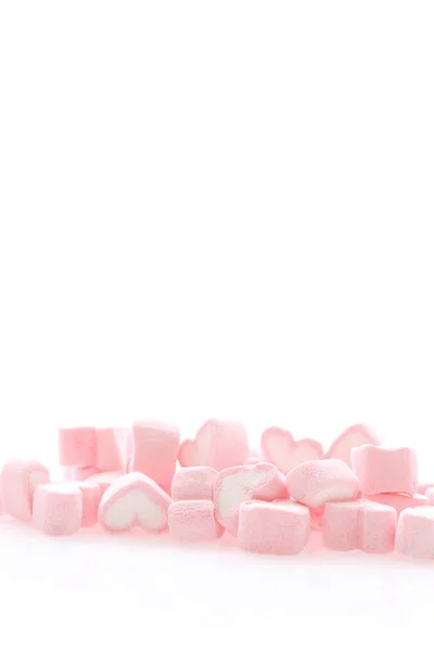 Marshmallow Coração Rosa Isolado Fundo Branco — Fotografia de Stock