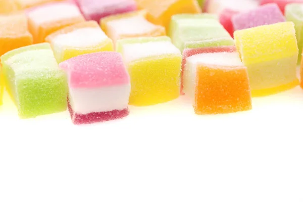 Bunte Würfelgelee Bonbons Isoliert Weißem Hintergrund — Stockfoto