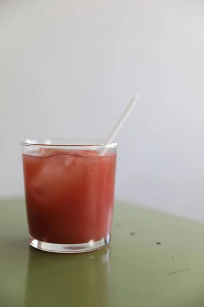 Succo Fragola Primo Piano Bere — Foto Stock