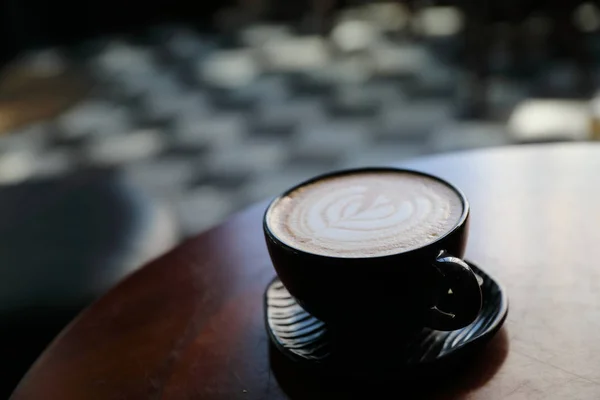 Cappuccino Coffee Break Fundo Madeira — Fotografia de Stock
