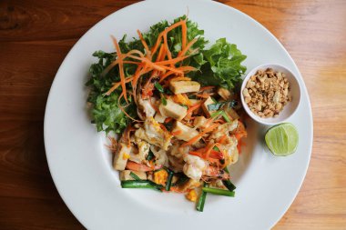 Tay gıda padthai kızarmış noodle ile karides