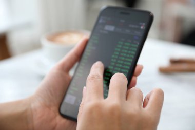 El ile smartphone kafede online stok ticaret 