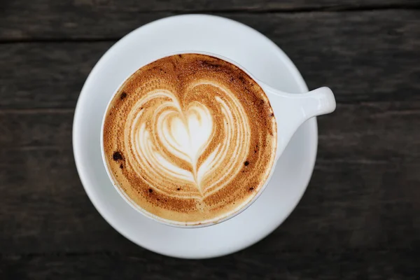 Cappuccino Kaffeetasse Auf Holz Hintergrund — Stockfoto