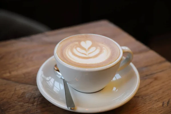 Tasse Café Cappuccino Sur Fond Bois — Photo