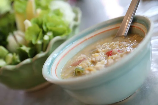 Herbed Soya Beans Minced Pork Coconut Milk Fresh Vegetables Traditional — Stock Photo, Image