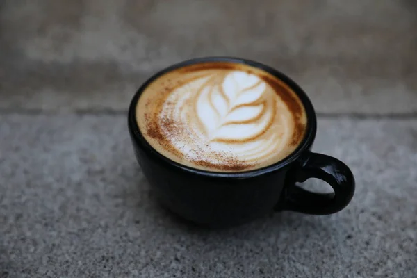 Cappuccino Coffee Cup Wood Background — Stock Photo, Image