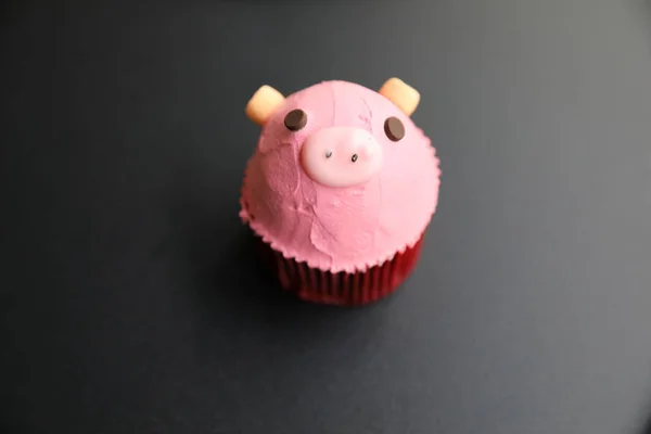 Képzelet cupcake aranyos disznó arcát — Stock Fotó