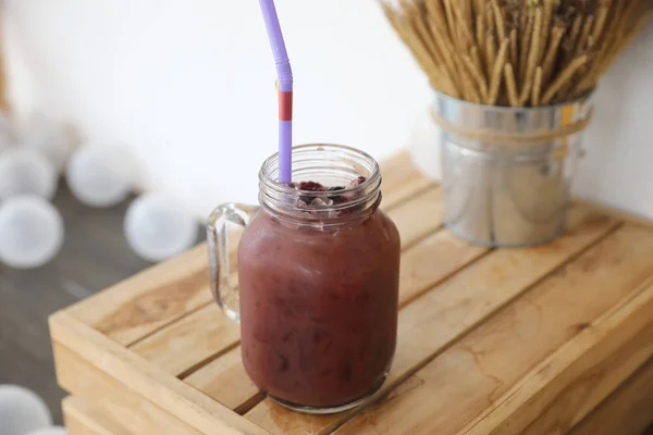 Mix berry juice on wood background — Stock Photo, Image