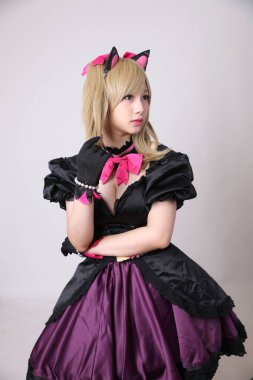 Japonya anime cosplay , beyaz izole kız cosplay portresi