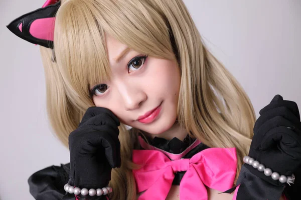 Japón anime cosplay, retrato de chica cosplay aislado en blanco — Foto de Stock