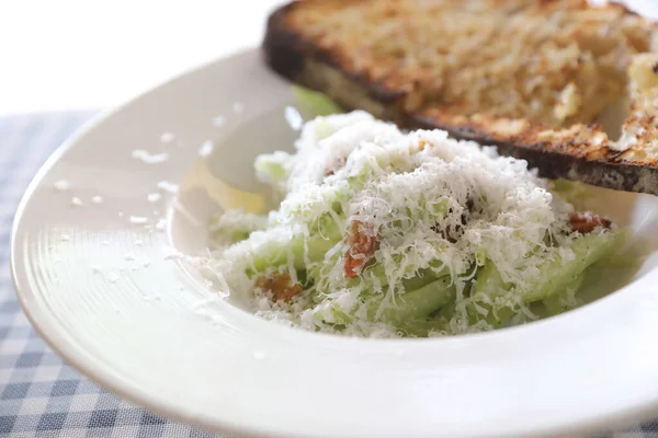 Salad with bread in white tone appetizer — Stock Photo, Image