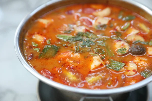 Tom Yum Goong Spicy Sour Soup  Thai local food — Stock Photo, Image