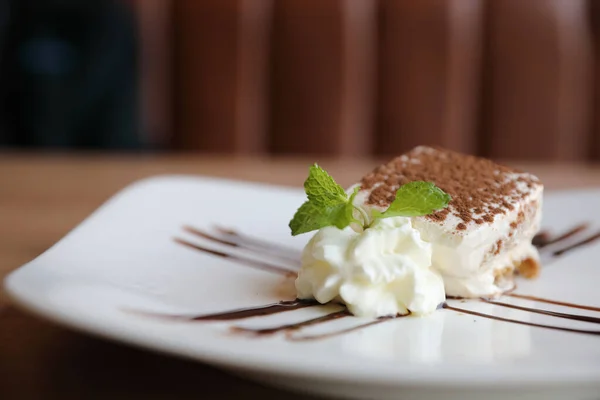 Bolo Tiramisu Doce Sobremesa Close — Fotografia de Stock