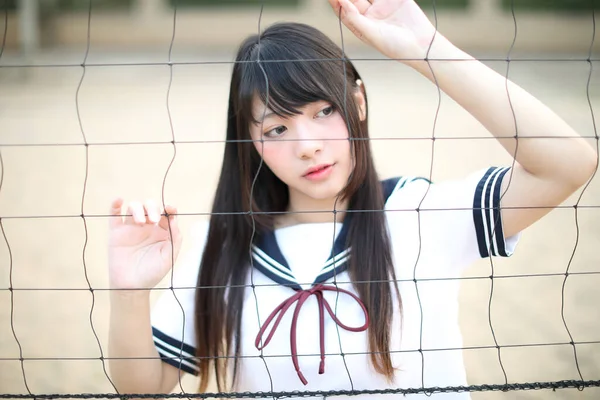 Porträt Von Schön Asiatisch Japanisch High School Mädchen Uniform Suche — Stockfoto