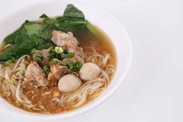 Local Thai Food Noodle Meat Ball Pork Isolated White Background — Stock Photo, Image