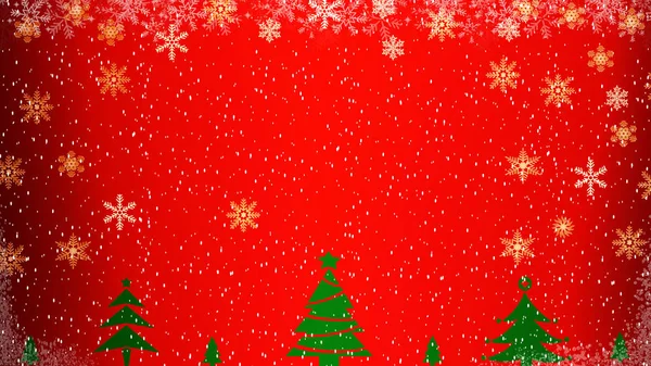 Красный рождественский фон со снегом — стоковое фото