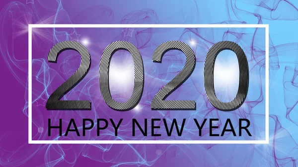 Silber frohes neues Jahr 2020 mit lila weichen Bokeh abstrakten Backg — Stockfoto