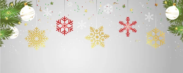 Natal e Ano Novo banner horizontal. Fundo festivo — Vetor de Stock