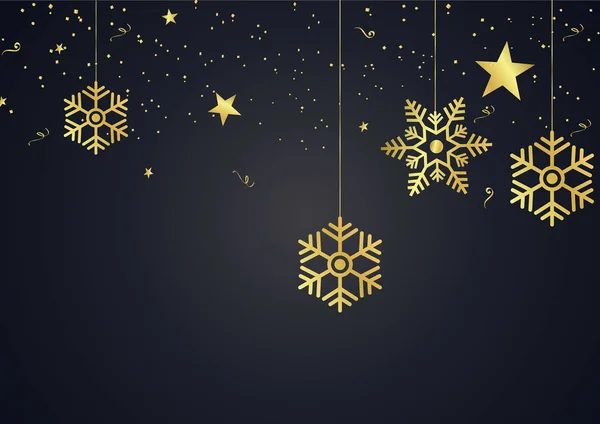 Ilustração vetorial de Natal fundo preto com floco de neve —  Vetores de Stock
