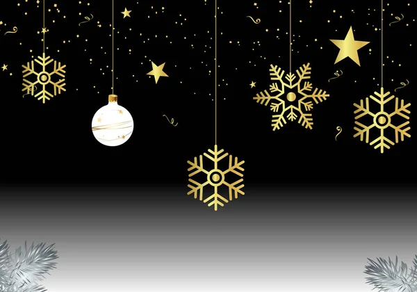 Vektor-Illustration von Weihnachten schwarzen Hintergrund mit Schneeflocke — Stockvektor