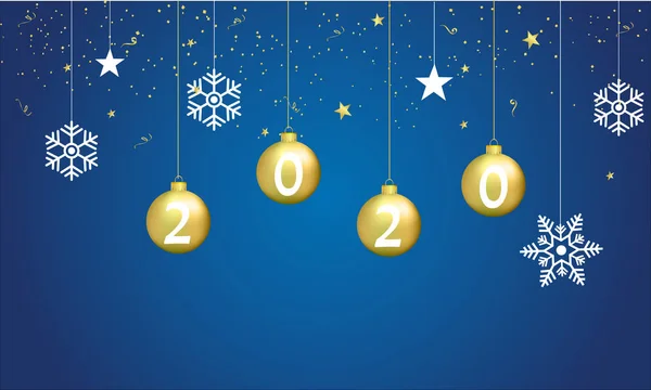 Vektor-Illustration des glücklichen neuen Jahres 2020 blauer Hintergrund mit — Stockvektor