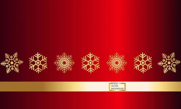 Copos de nieve de oro patrón sin costuras. Fondo rojo. Coll de Navidad — Archivo Imágenes Vectoriales