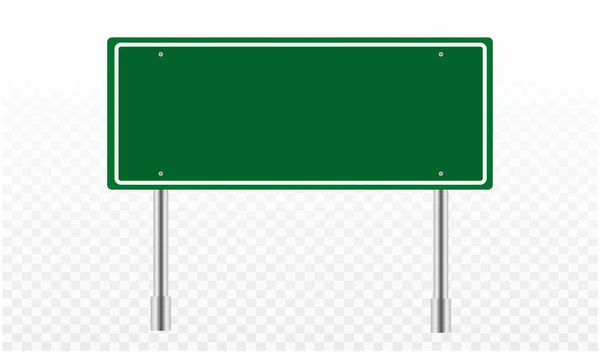 Blank green traffic road sign  isolated on transparent backgroun — Stock Vector