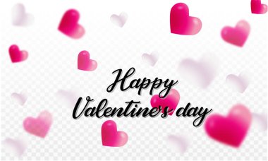 Beautiful Confetti Hearts Falling on transparent 