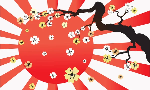 Sakura άνθος στο φως του ήλιου ρετρό ευρεία οριζόντια διάνυσμα backgrou — Διανυσματικό Αρχείο