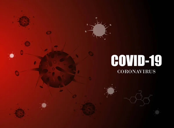 Coronavirus hastalığı COVID-19 enfeksiyonu. Solunum gribi covid virüs hücreleri. Coronavirus hastalığının resmi adı COVID-19, vektör illüstrasyonu