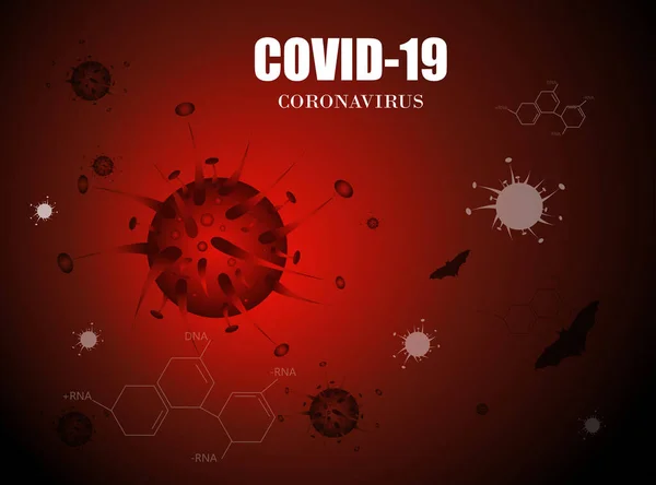 Coronavirus hastalığı COVID-19 enfeksiyonu. Solunum gribi covid virüs hücreleri. Coronavirus hastalığının resmi adı COVID-19, vektör illüstrasyonu