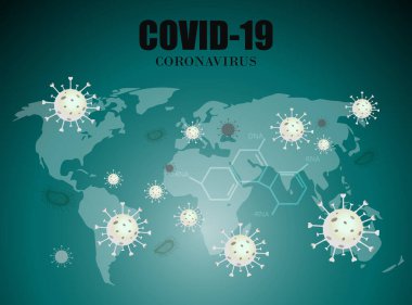 Coronavirus hastalığı COVID-19 enfeksiyonu. Solunum gribi covid virüs hücreleri. Coronavirus hastalığının resmi adı COVID-19, vektör illüstrasyonu