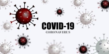 Coronavirus hastalığı COVID-19 enfeksiyonu. Solunum gribi covid virüs hücreleri. Coronavirus hastalığının resmi adı COVID-19, vektör illüstrasyonu