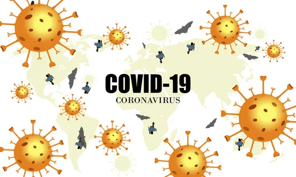 Coronavirus 2019 Ncov Corona Virus Wuhan Fondo Del Mapa Mundial — Vector de stock