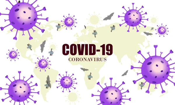 Coronavirus 2019 Ncov Corona Virus Wuhan Στο Παγκόσμιο Φόντο Χάρτη — Διανυσματικό Αρχείο